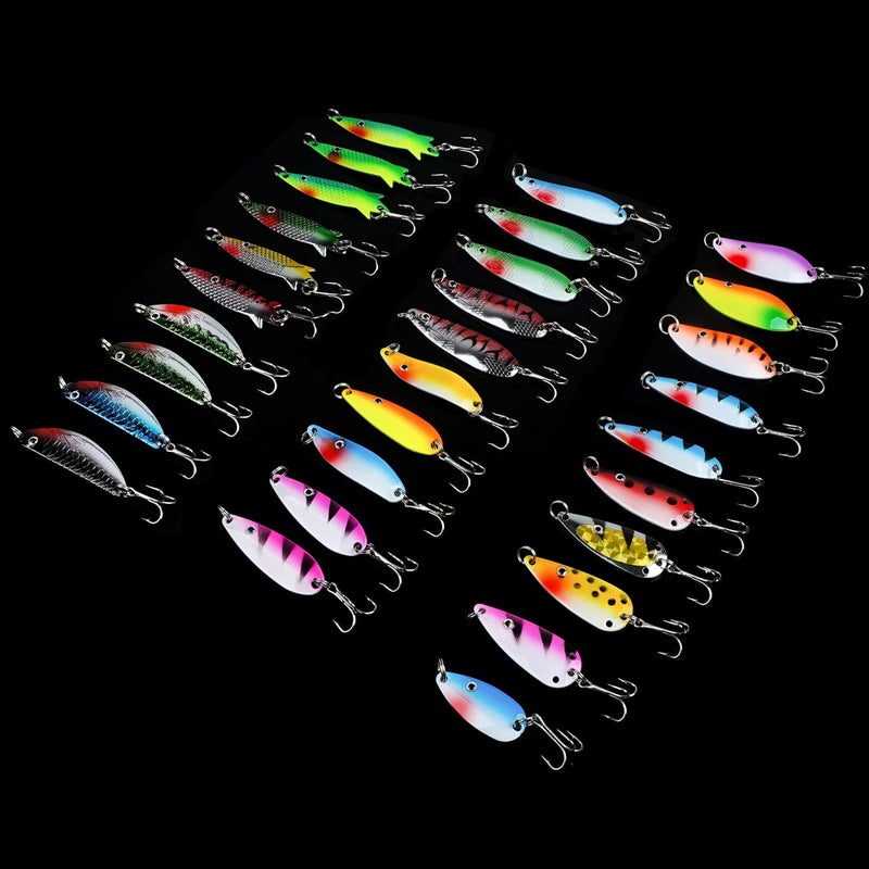 OROOTL Fishing Spoons Lures Kit, 30pcs Metal Spoon Fishing Lures for Freshwater Saltwater Metal Casting Spoons with Treble Hook for Trout Redfish Bass Pike Crappie Flounder Walleye - Image 5